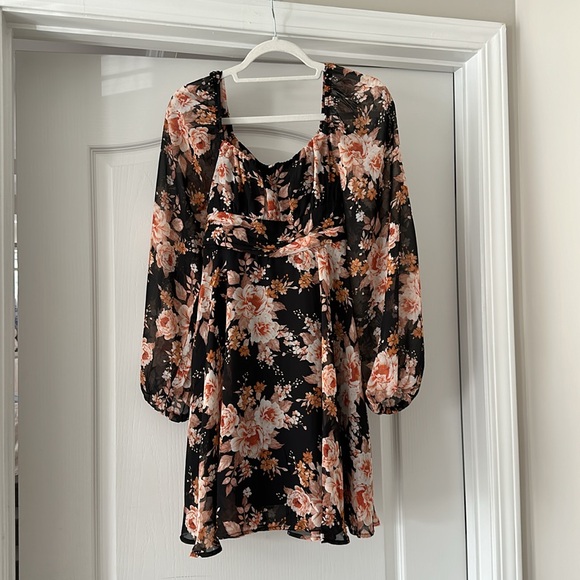 Black Floral Dress - Picture 1 of 3